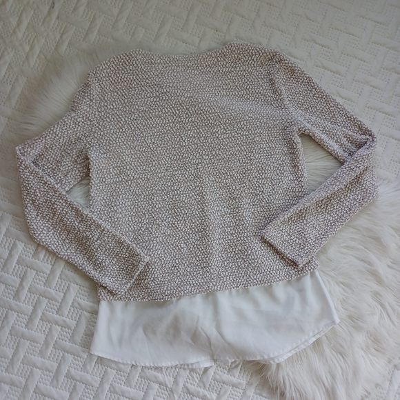 {Calvin Klein} Textured Sweater with attached button-down blouse. - Picture 3 of 4